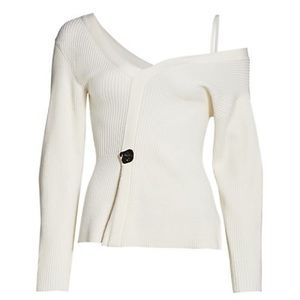 3.1 Phillip Lim Wool Ribbed Off Shoulder Sweater